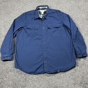 LL Bean Hurricane Shacket Mens XL Blue Flannel‎ Lined Button Up Heavyweight